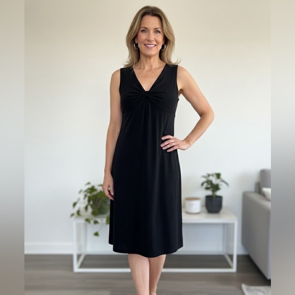 Merona Dresses & Skirts - Merona Sleek Classy Twist Front Midi Black Dress Medium